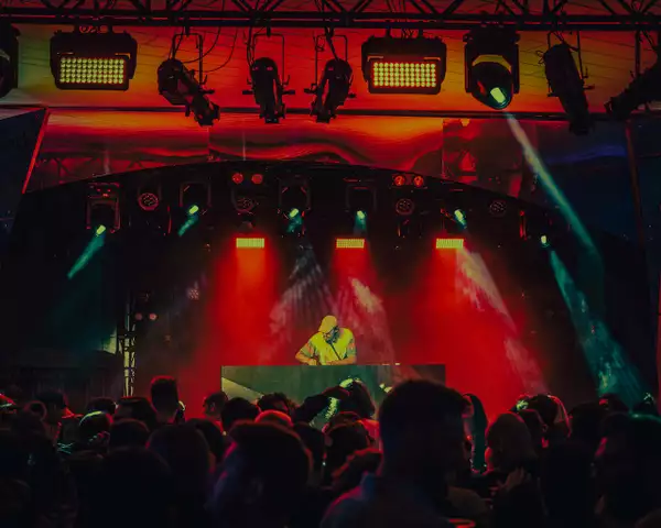 Photograph of Homoelectric party with a DJ and crowd